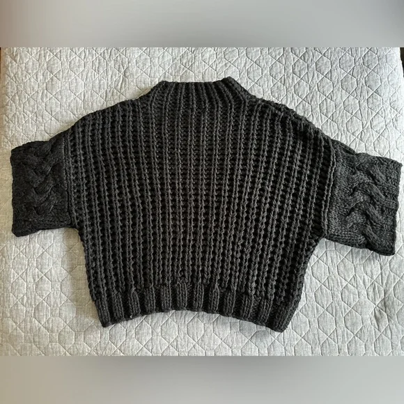 NWOT POL Chunky Knit Boxy Black Short-Sleeved Sweater - POL S fits up to 1-2X - Picture 2 of 9